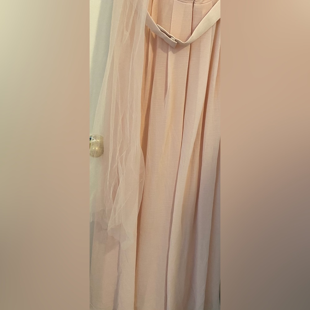 NWT White by Vera Wang Chiffon Halter Dress, Tulle Bow Blush‎ Sz 14 - Picture 9 of 13
